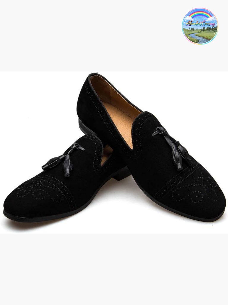 Vintage Velvet Embroidery Loafer Shoes Slip-On Smoking Slipper Tassel Loafer